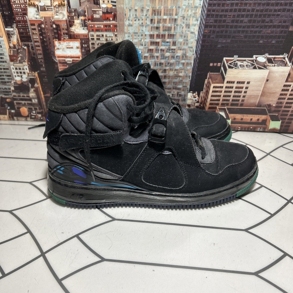 Size 10 - Air Jordan Fusion 8 Aqua Black Blue Mens Lace Up Sneakers 384522-041